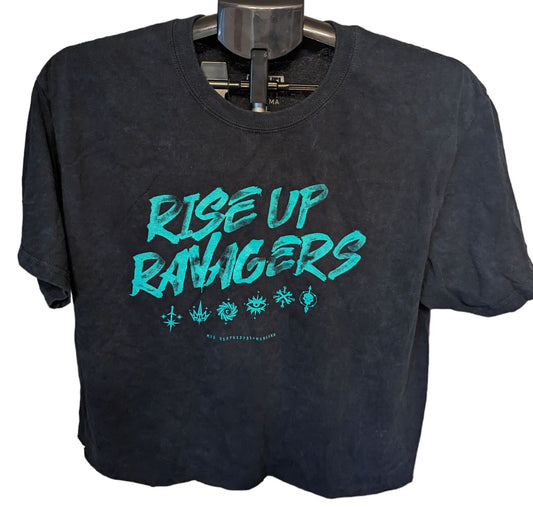 Guardians of the Galaxy Rise Up Rangers Ladies cropped T-shirt Green Logo