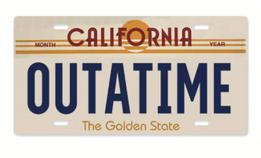 Back to the Future Out Of Time Metal Stamped License Plate